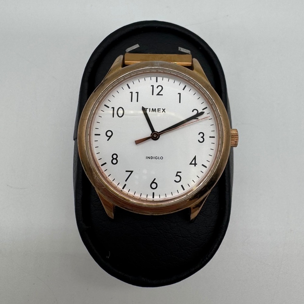 Timex TW2T72400 Indiglo Rose Gold Tone 38mm White Dial Watch Head Only Working